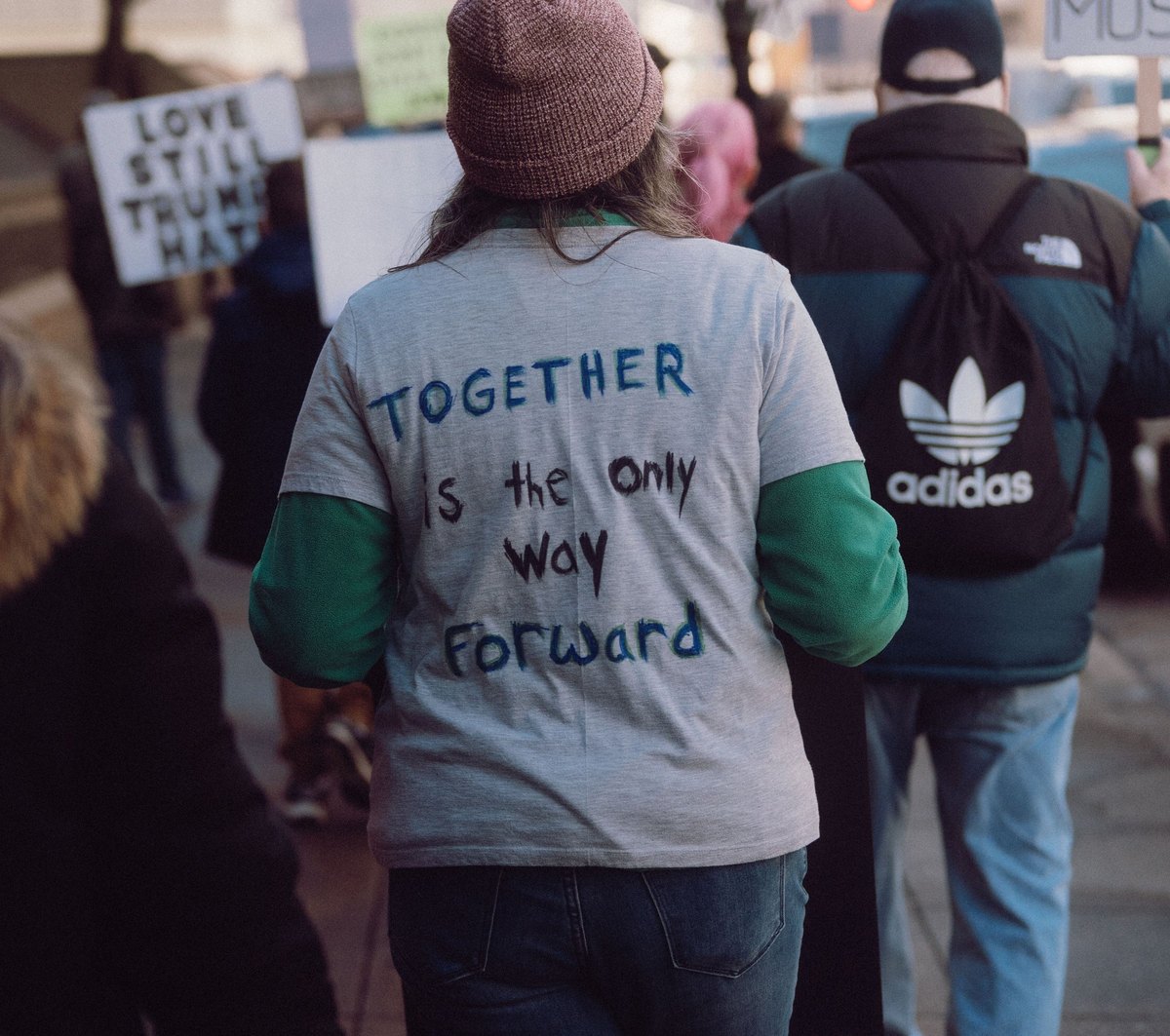 People marching together at a community demonstration